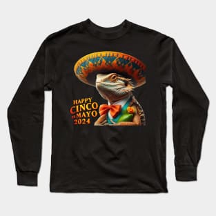 Happy Cinco de Mayo 2024 Mariachi Mexican Lizard Long Sleeve T-Shirt